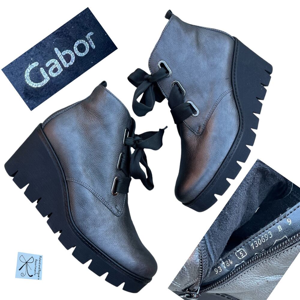 Gabor Metallic Wedge Boots UK Sz 5 (7.5)